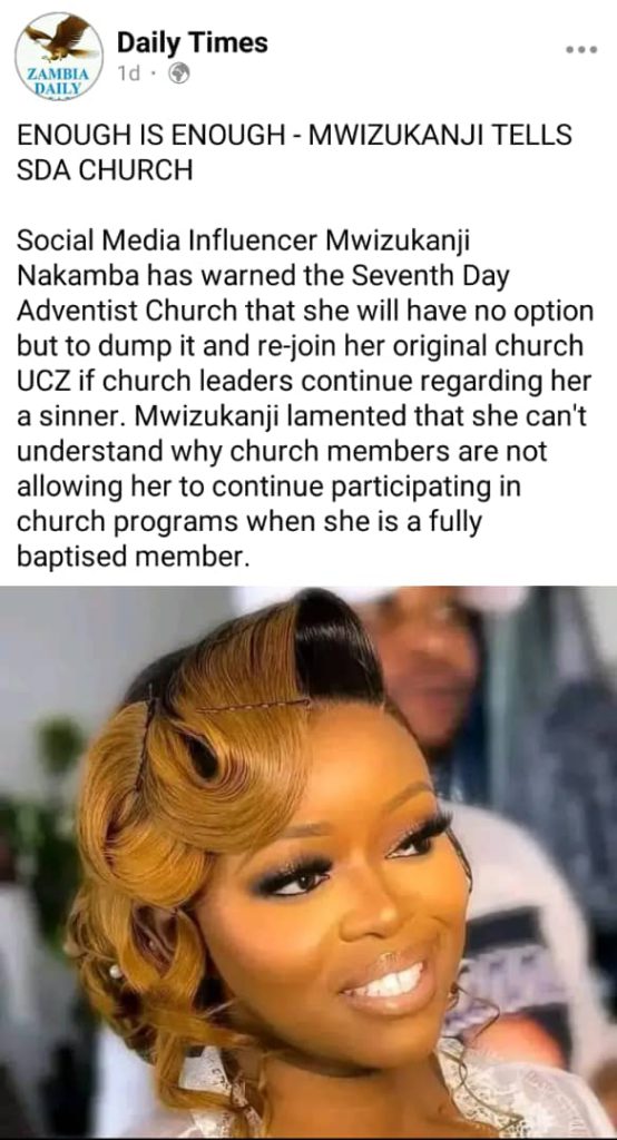 I Will Not Continue As Seventh Day Adventist Member If They Will Treat Me Like A Sinner - Mwizukanji