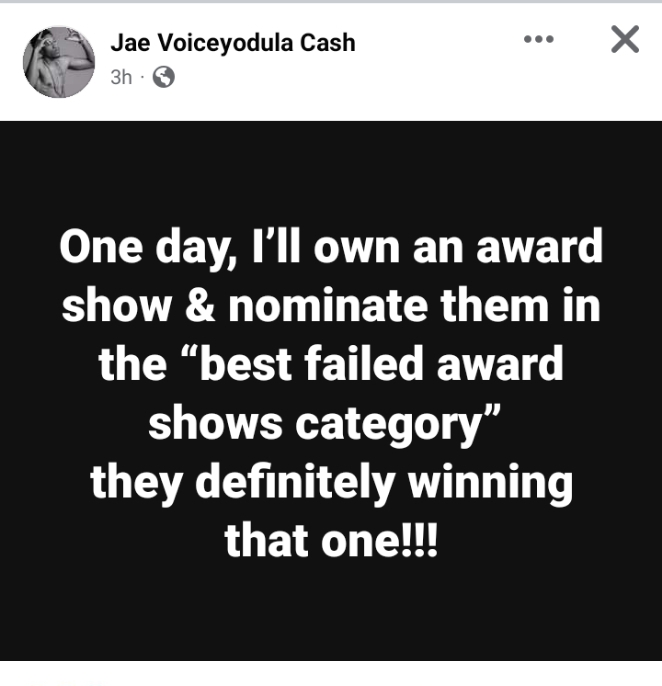 Jae Cash To Nominate Kwacha Music Awards in Best Failed Award Shows